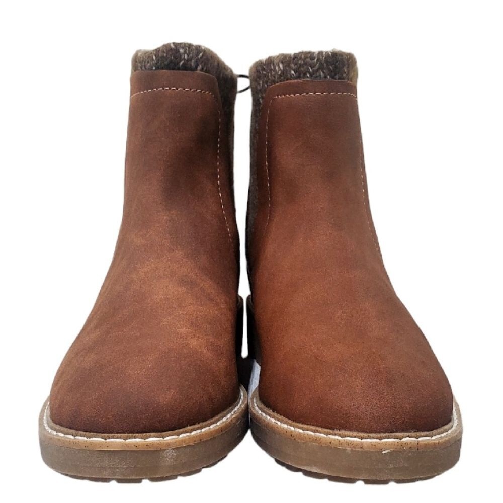 ST. JOHN'S BAY Brown Knit-Trim Ankle Booties – Size 7.5